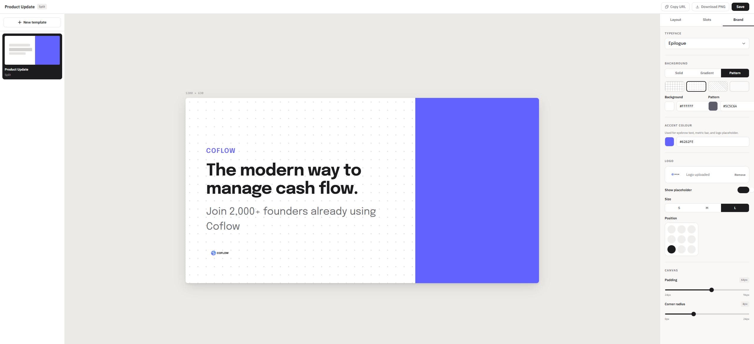 Opengraphly dashboard — template editor